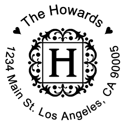 Storybook Round Letter H Monogram Stamp Sample